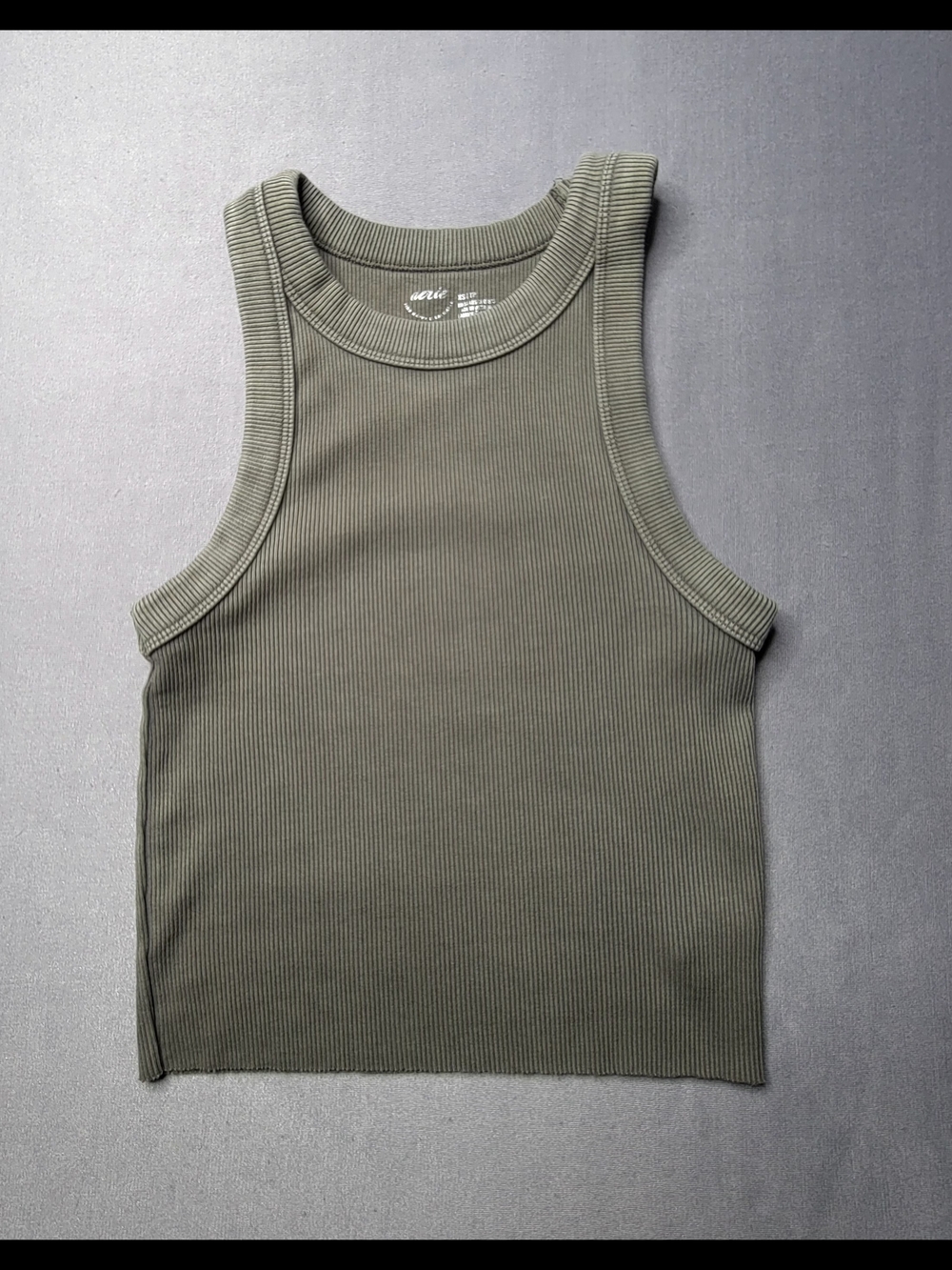 aerie Womens  Ribbed Racerback Tank in Color Grey Size XS